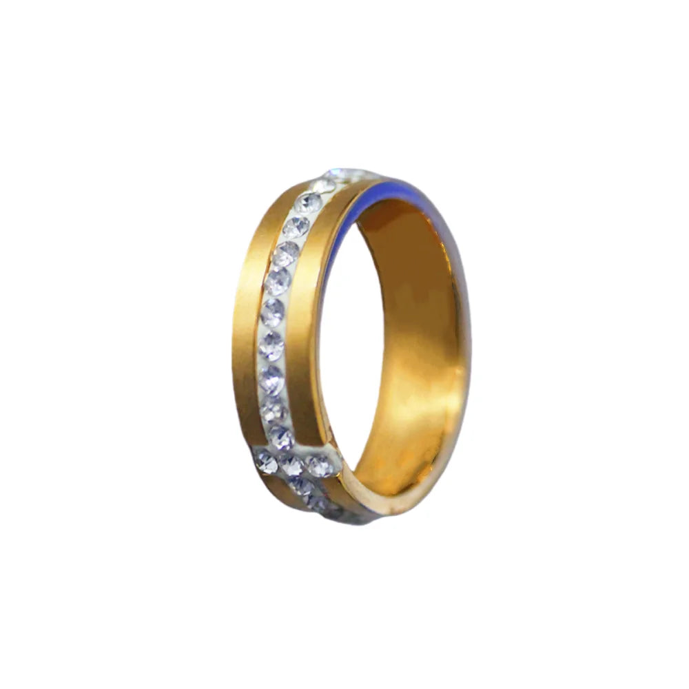 Eternal Bond: Zircon Jesus Cross Ring – Gold-Plated Stainless Steel