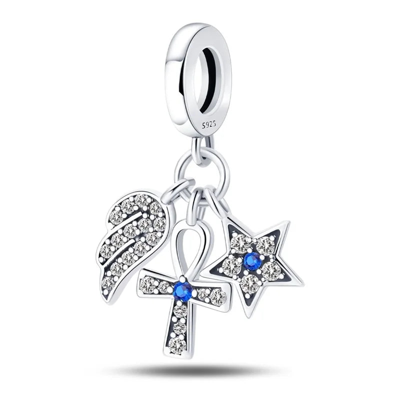 Celestial Blessings: Sterling Silver Angel & Cross Charm Pendants Range