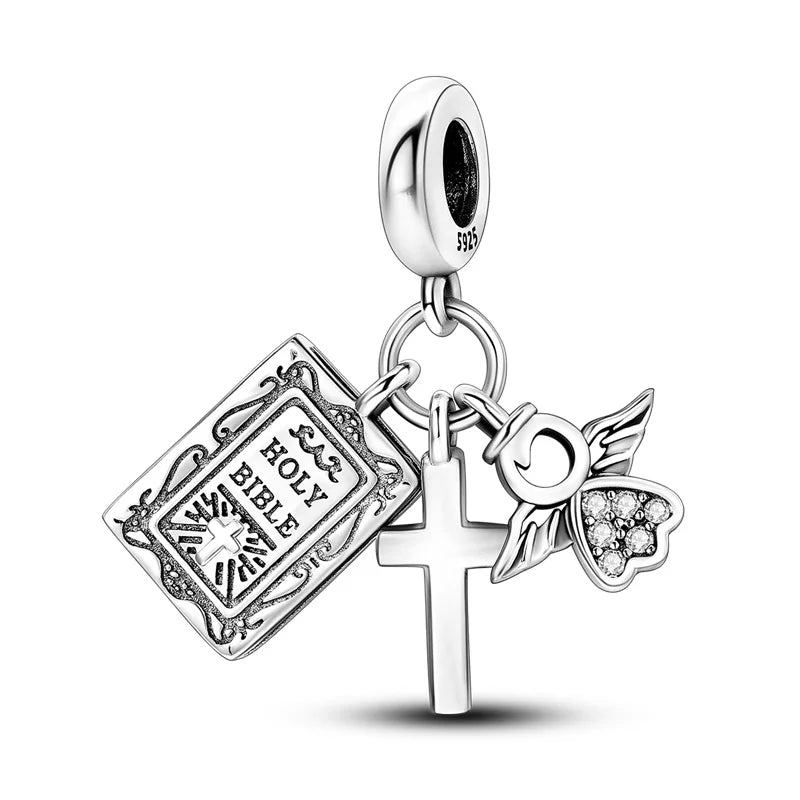 Celestial Blessings: Sterling Silver Angel & Cross Charm Pendants Range
