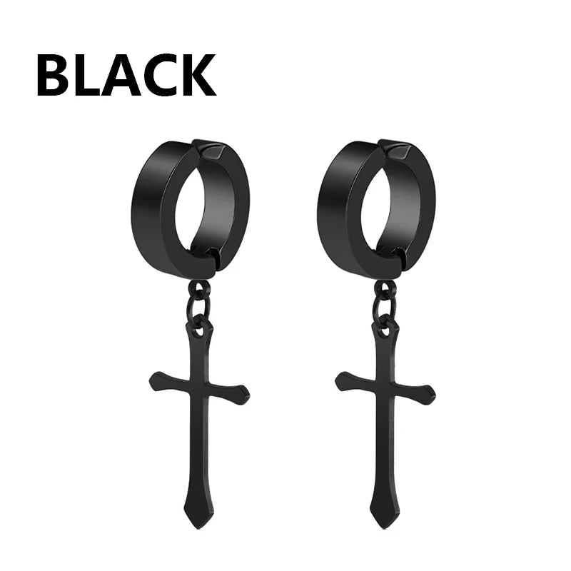 Edgy Expression: Cross & Stars No-Piercing Ear Clip Collection