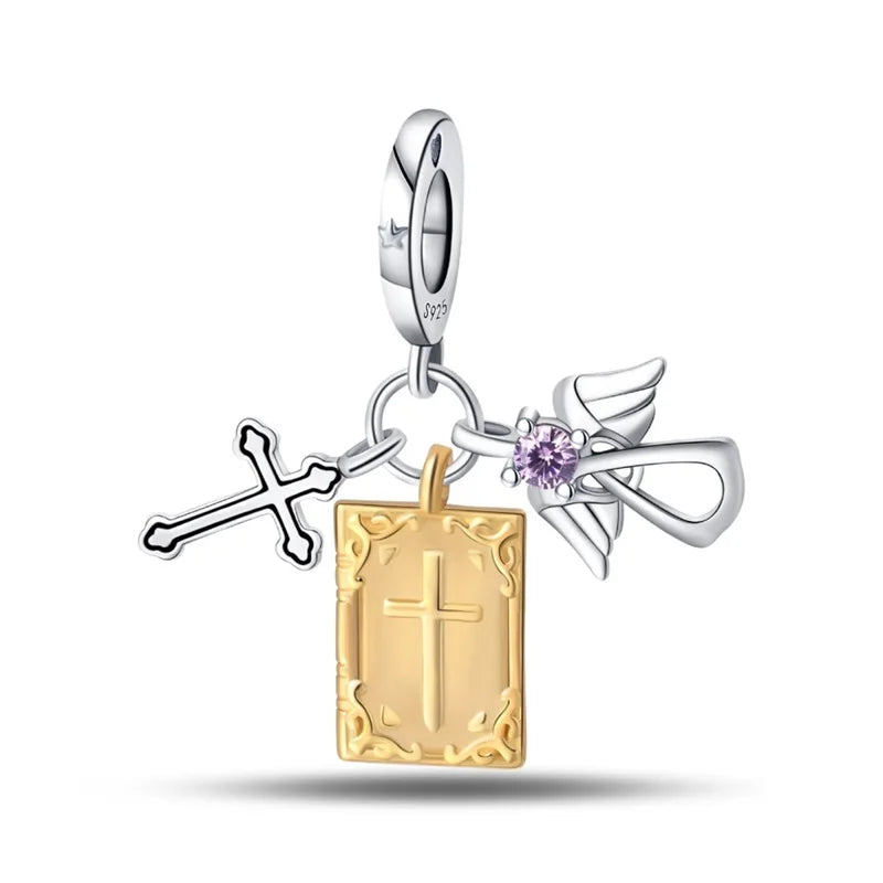 Celestial Blessings: Sterling Silver Angel & Cross Charm Pendants Range