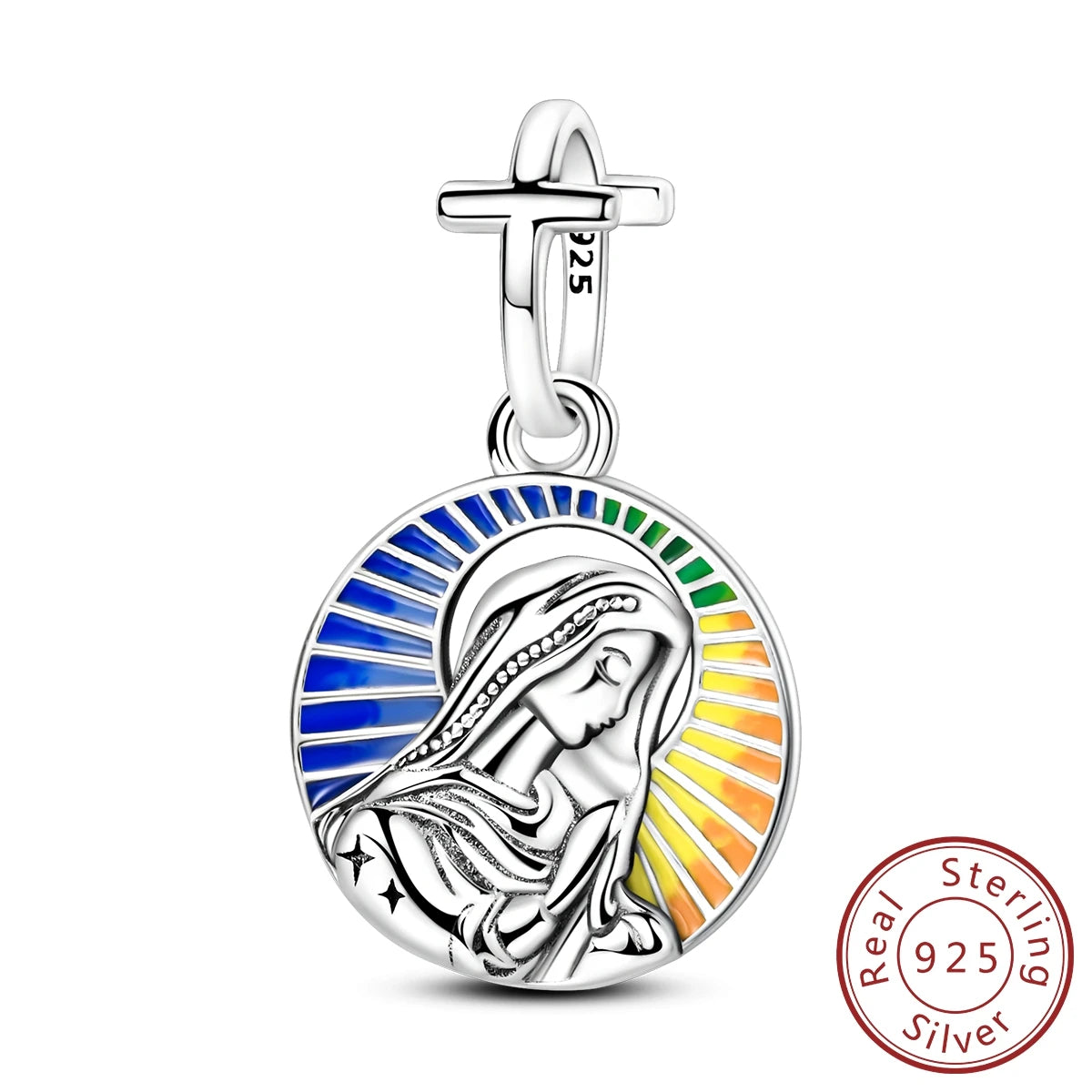 Sacred Grace: Sterling Silver Virgin Mary Pendant Charm