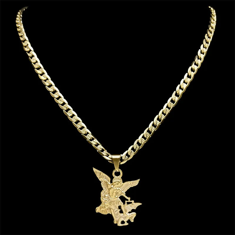 Archangel's Shield: Saint Michael Protection Medallion Necklace