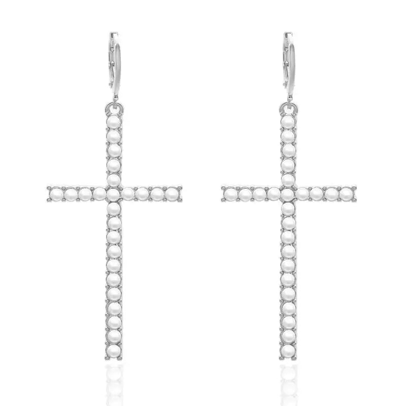 Radiant Sparkle: Zircon Crystal Cross Earrings
