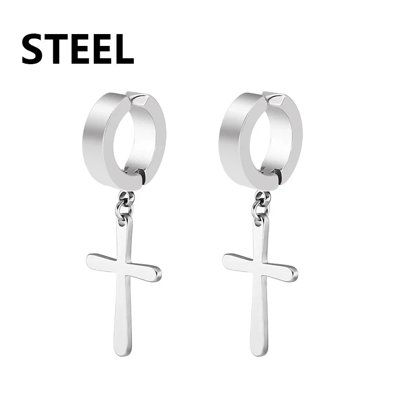 Edgy Expression: Cross & Stars No-Piercing Ear Clip Collection