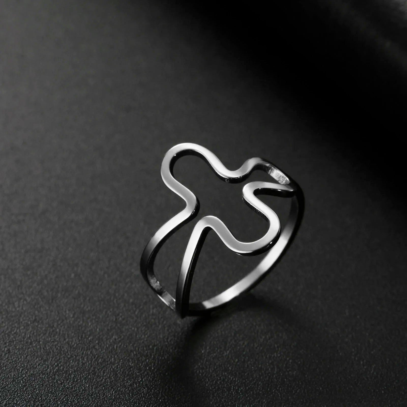 Bold Statement: Irregular Cross Ring – Stainless Steel, Silver or Gold Colour