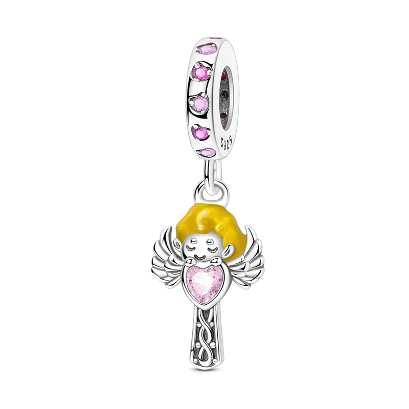 Celestial Blessings: Sterling Silver Angel & Cross Charm Pendants Range