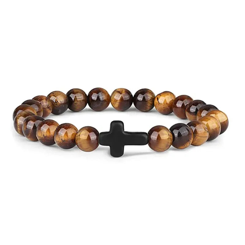 Earthy Devotion: Natural Stone & Wood Beaded Prayer Bracelet