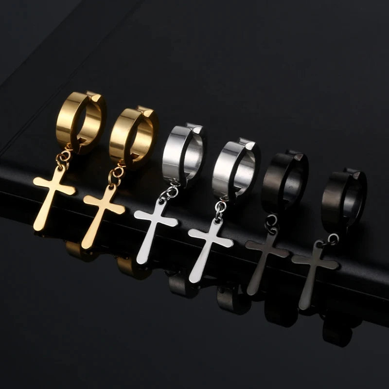 Edgy Expression: Cross & Stars No-Piercing Ear Clip Collection