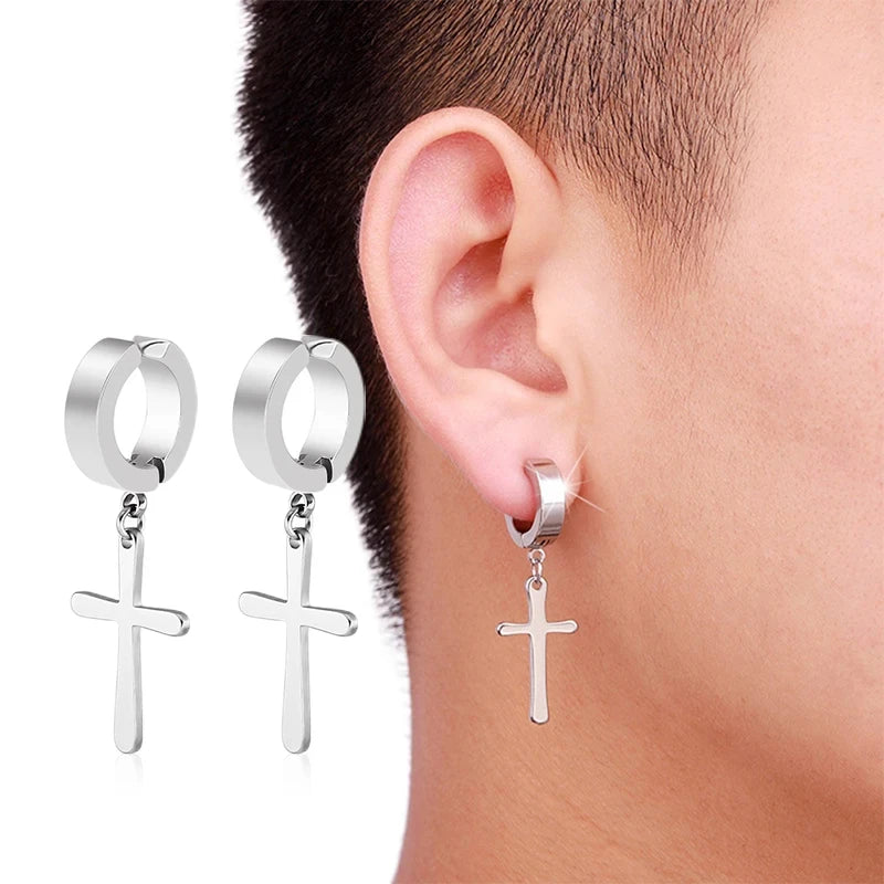 Edgy Expression: Cross & Stars No-Piercing Ear Clip Collection