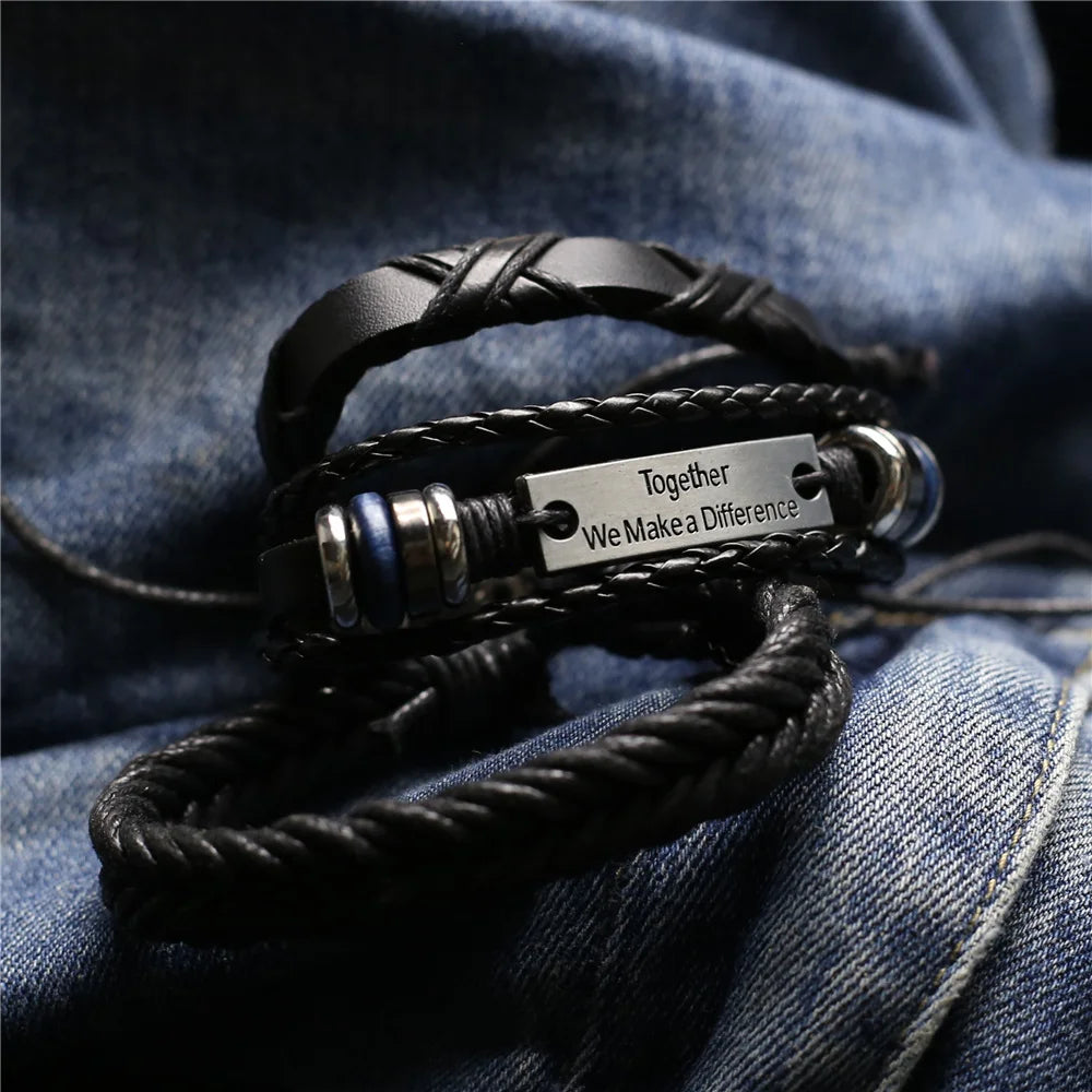 Rustic & Versatile: Multi-Layer Leather Bracelet Set