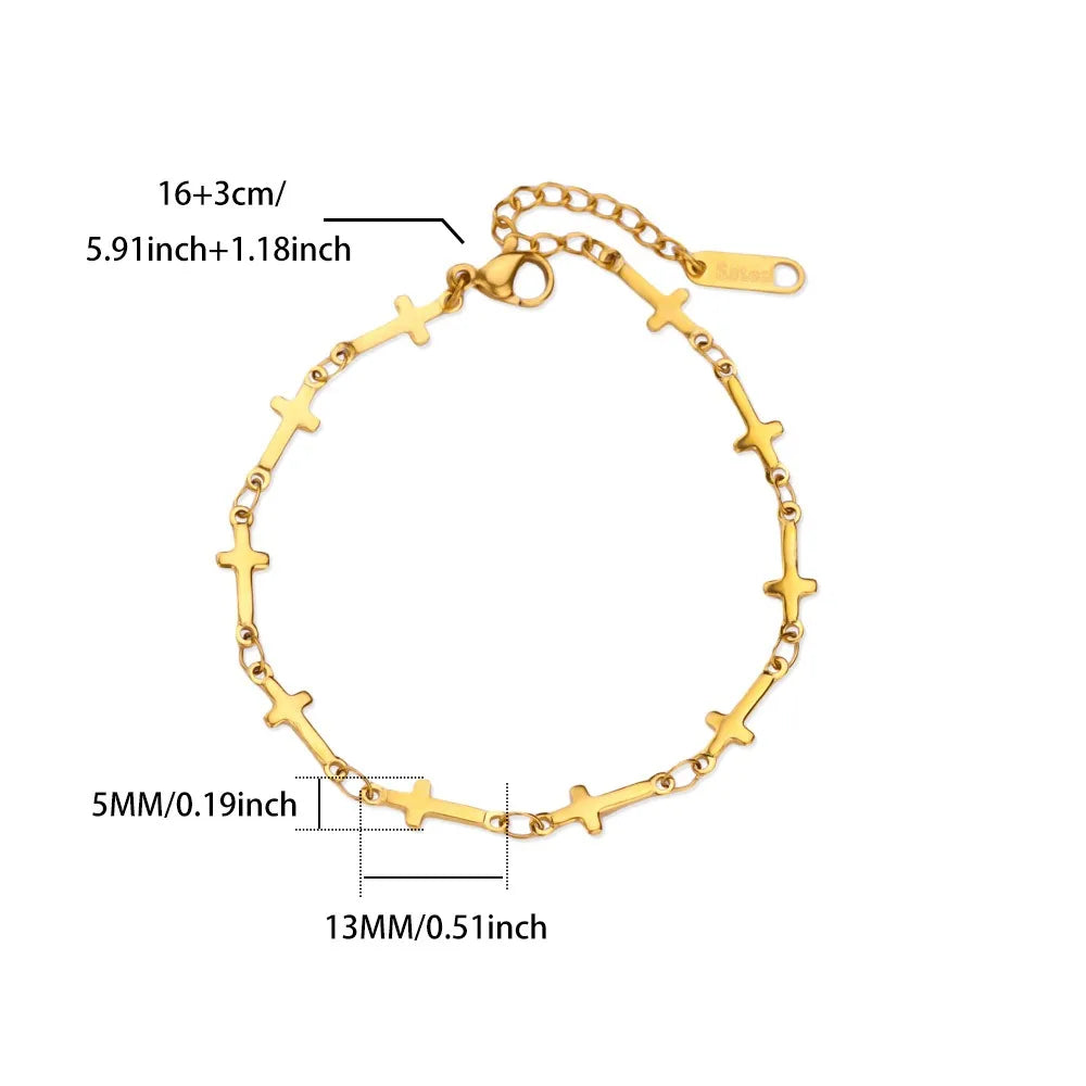 Radiant Devotion: Crystal Cross Bracelet Collection – Stainless Steel