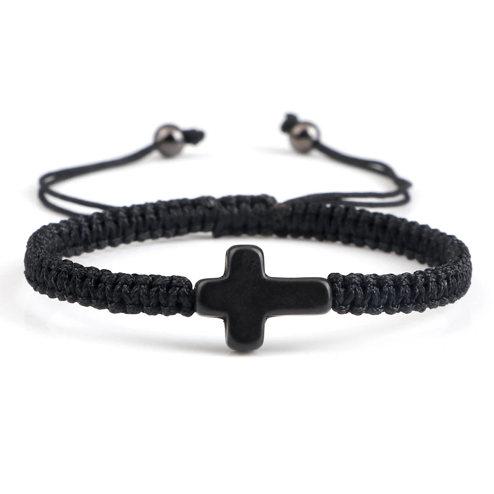 Colourful Faith: Hand Woven Cross Bracelet – Macrame Adjustable