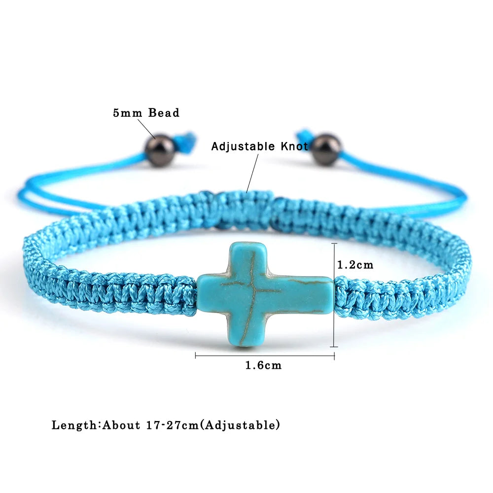Colourful Faith: Hand Woven Cross Bracelet – Macrame Adjustable