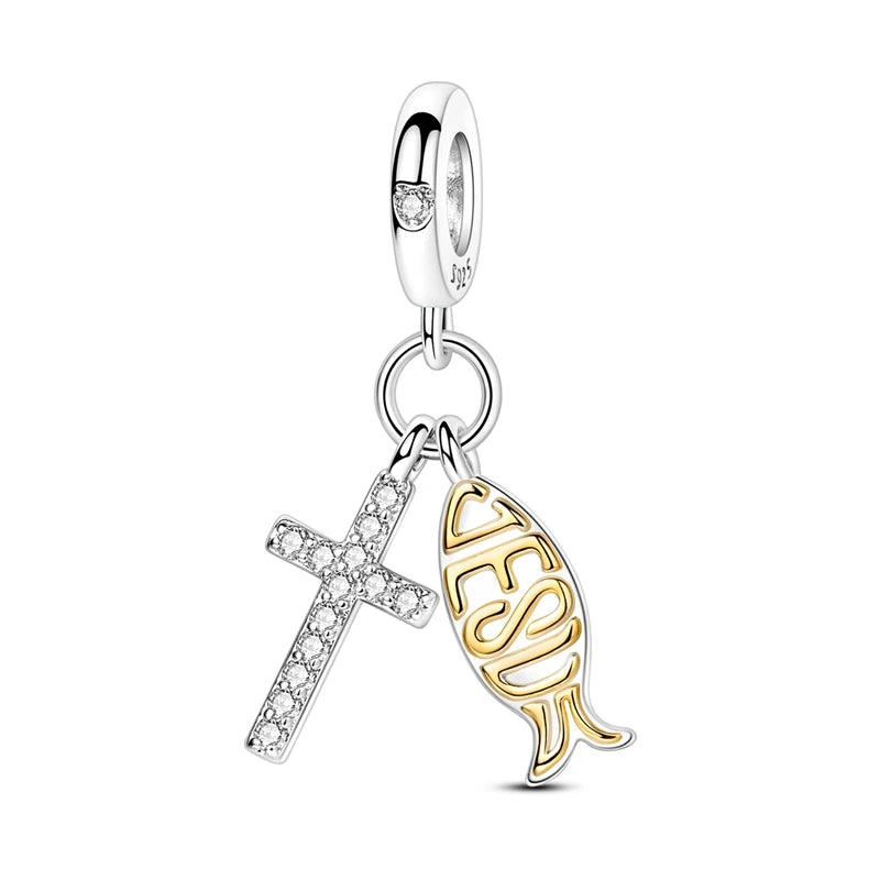 Celestial Blessings: Sterling Silver Angel & Cross Charm Pendants Range