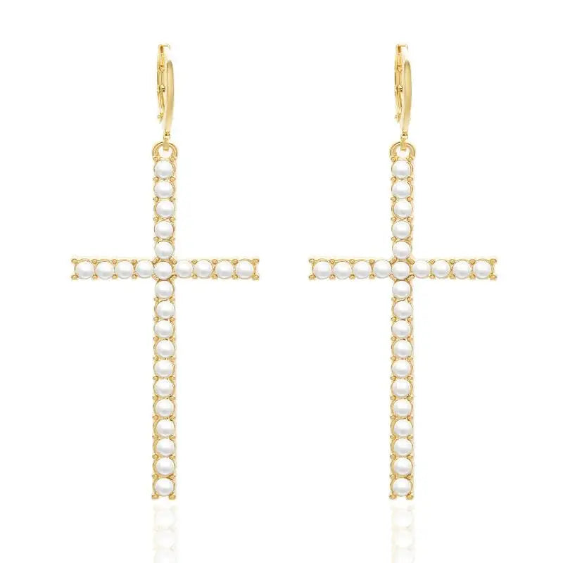 Radiant Sparkle: Zircon Crystal Cross Earrings