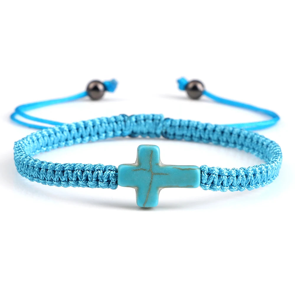 Colourful Faith: Hand Woven Cross Bracelet – Macrame Adjustable