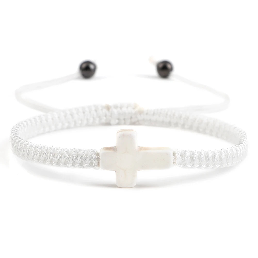 Colourful Faith: Hand Woven Cross Bracelet – Macrame Adjustable