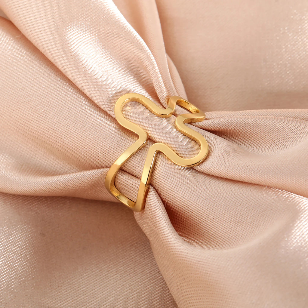 Bold Statement: Irregular Cross Ring – Stainless Steel, Silver or Gold Colour