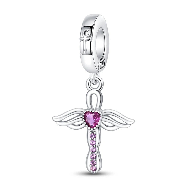 Celestial Blessings: Sterling Silver Angel & Cross Charm Pendants Range