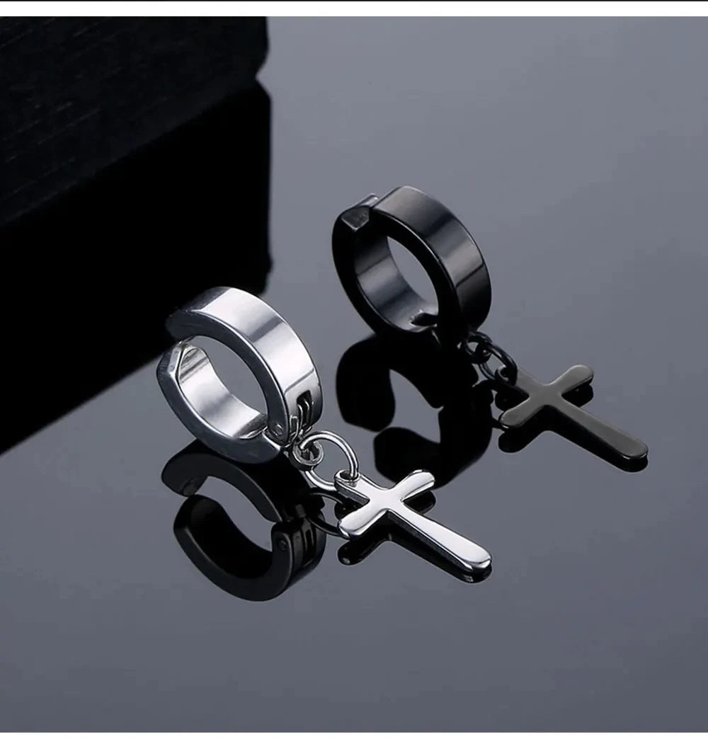 Edgy Expression: Cross & Stars No-Piercing Ear Clip Collection
