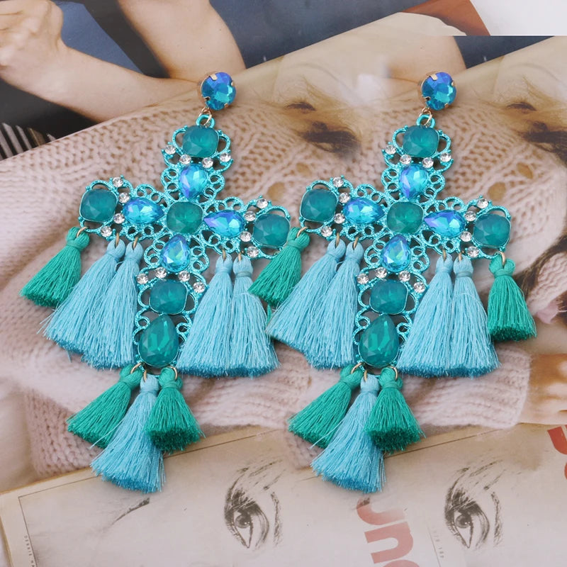 Festival Ready: Bohemia Cross Dangle Earring Range with Long Tassels