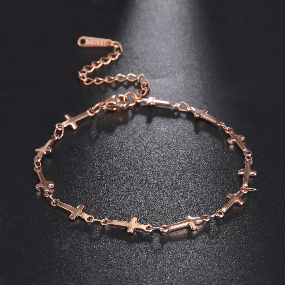 Skyrim Fashion: Minimalist Cross Link Bracelet – Stainless Steel Adjustable
