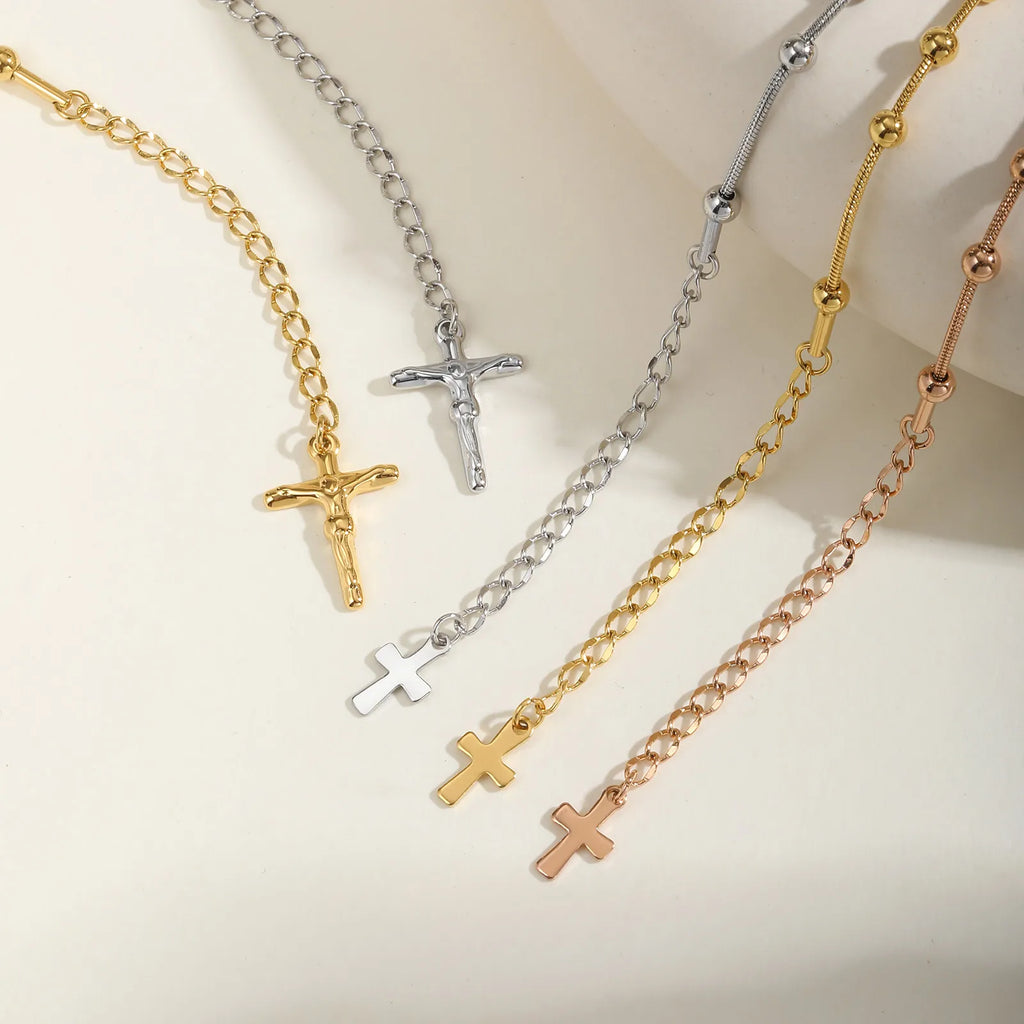 Devotional Elegance: Virgin Mary & Cross Prayer Bracelet – Stainless Steel