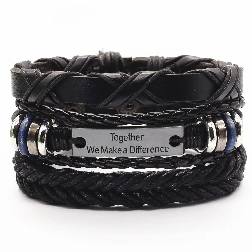 Rustic & Versatile: Multi-Layer Leather Bracelet Set