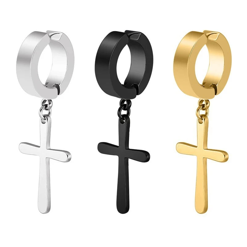 Edgy Expression: Cross & Stars No-Piercing Ear Clip Collection