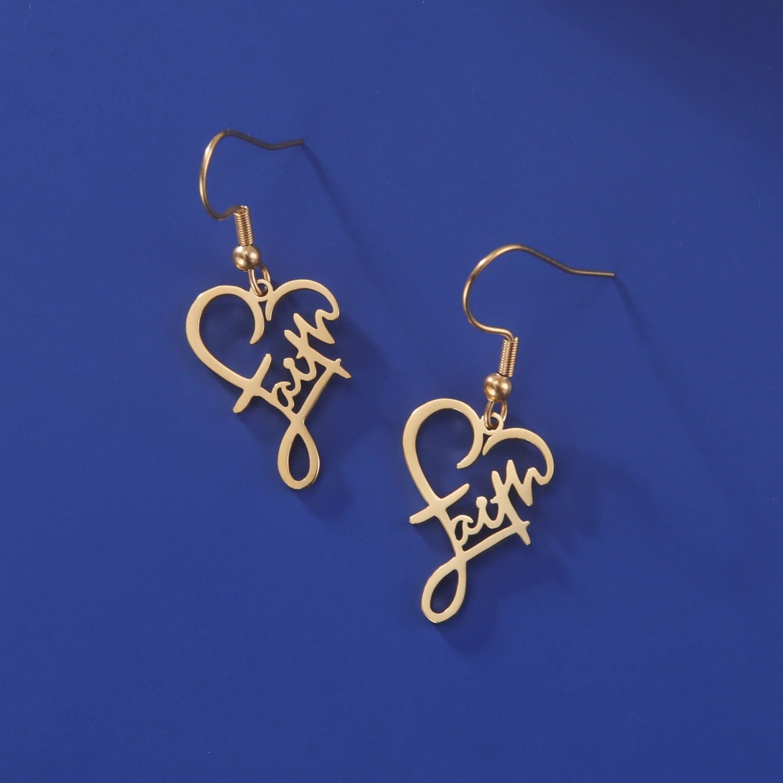 Scripted Hope: Faith Heart Dangle Earrings – Stainless Steel
