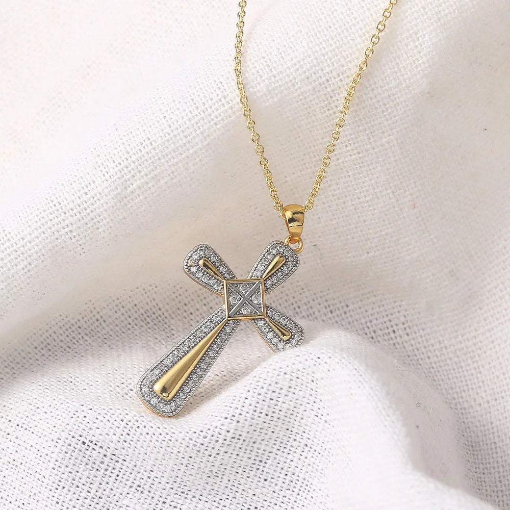 Accessible Sparkle: Zircon Pave Cross Pendant Necklace