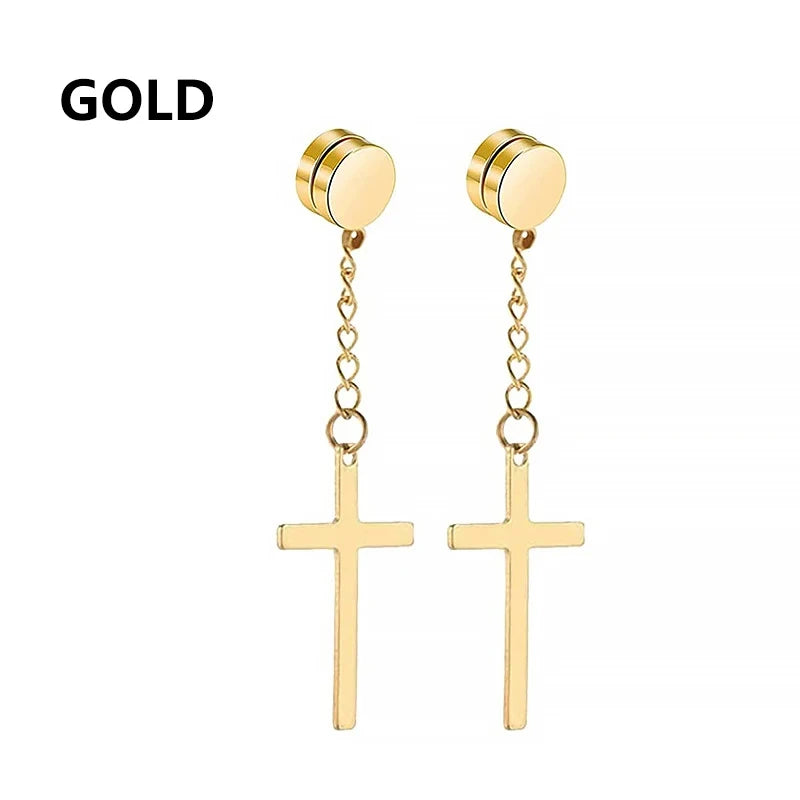 Edgy Expression: Cross & Stars No-Piercing Ear Clip Collection
