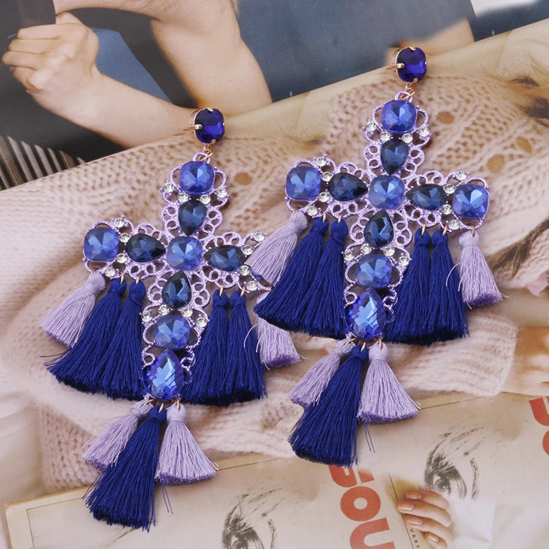 Festival Ready: Bohemia Cross Dangle Earring Range with Long Tassels