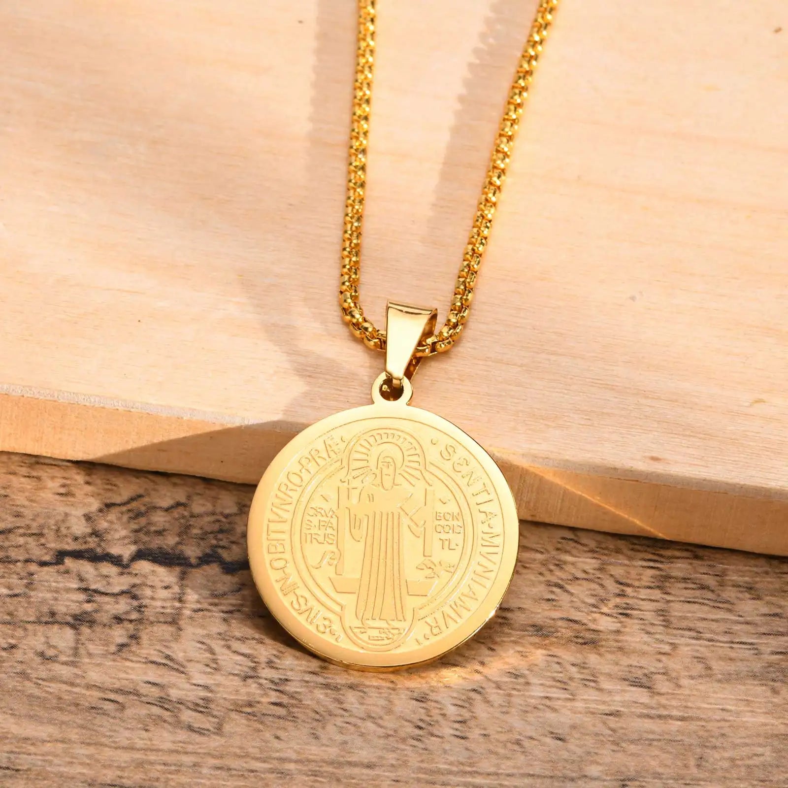 Amulet of Strength: Saint Benedict Medal Necklace – Stainless Steel