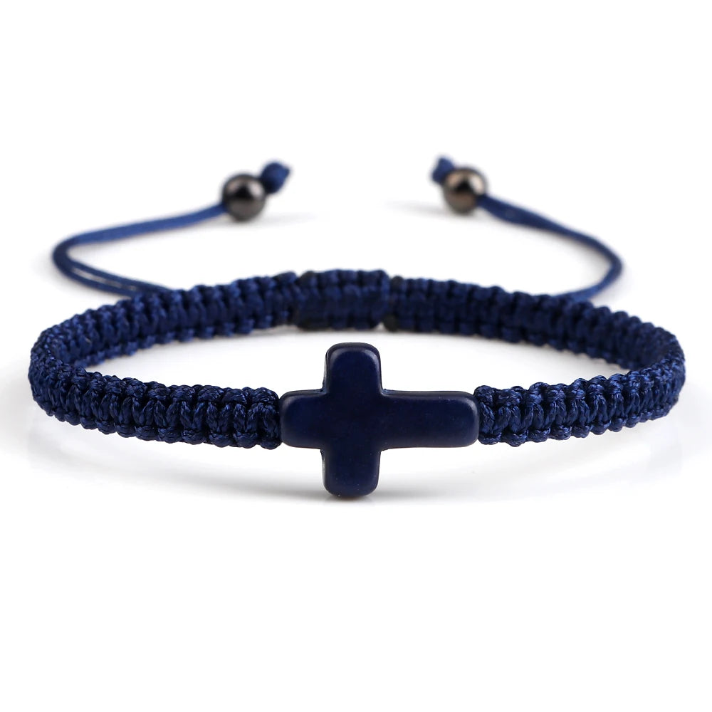 Colourful Faith: Hand Woven Cross Bracelet – Macrame Adjustable
