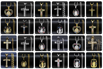 Bold Faith Collection: Various Pieces - (E.G. Stainless Steel Cross & Virgin Mary Necklaces)