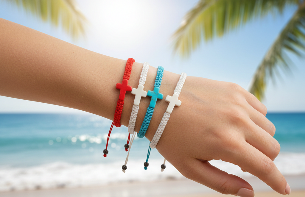 Colourful Faith: Hand Woven Cross Bracelet – Macrame Adjustable