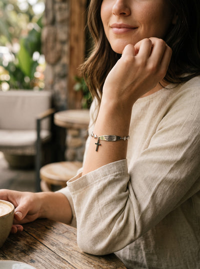 "God is Within Her" Psalm 46:5 Engraved Cross Bracelet