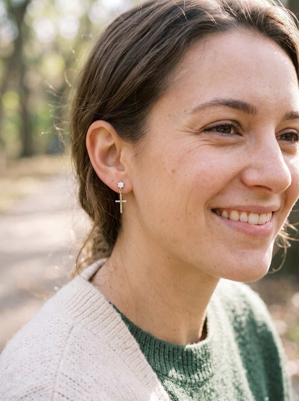 Radiant Star and Cross Drop Earrings
