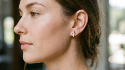 Stainless Steel Minimalist Cross Stud Earrings
