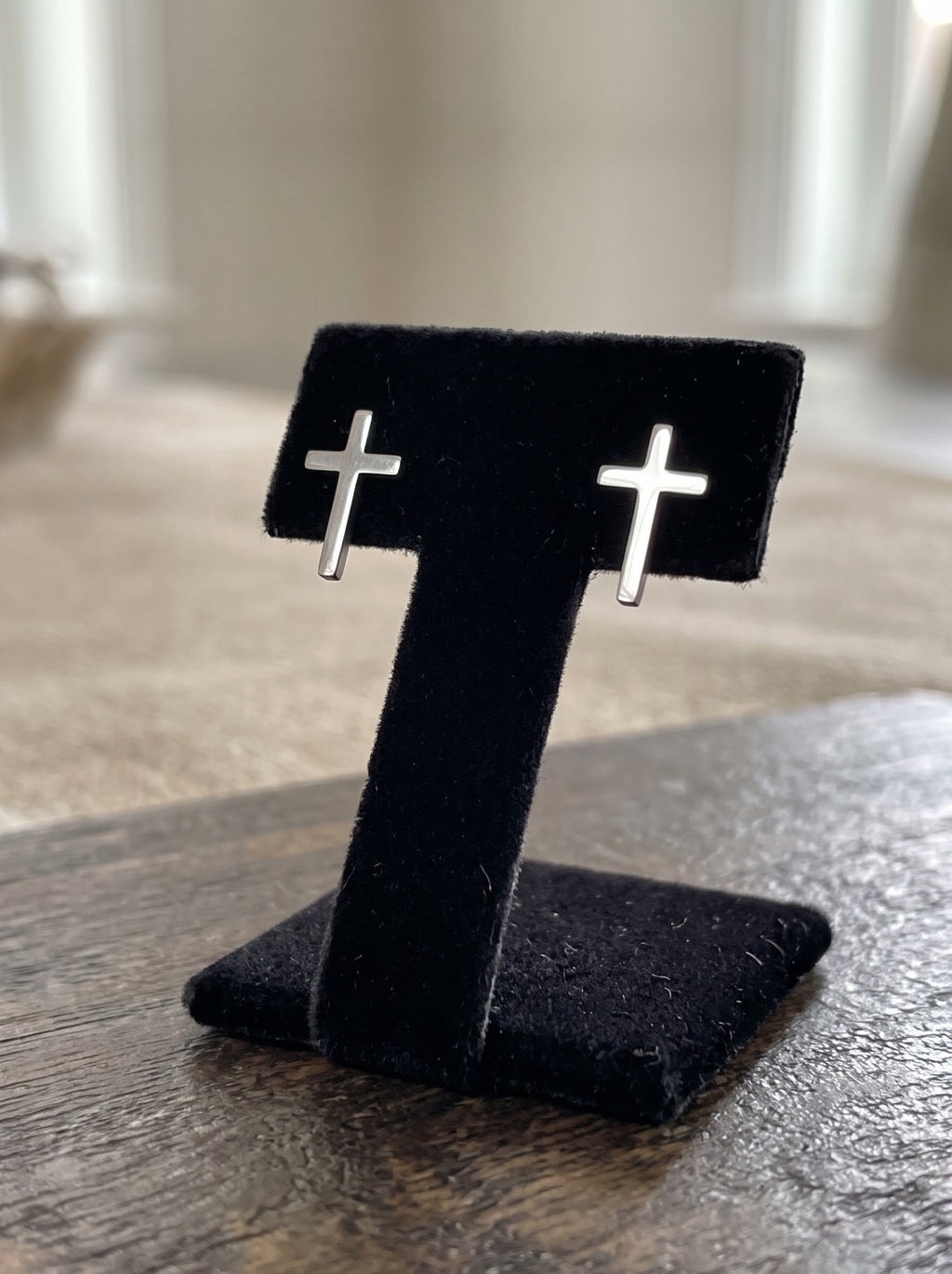 Stainless Steel Minimalist Cross Stud Earrings