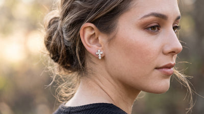 Sparkling Crystal Cross Stud Earrings