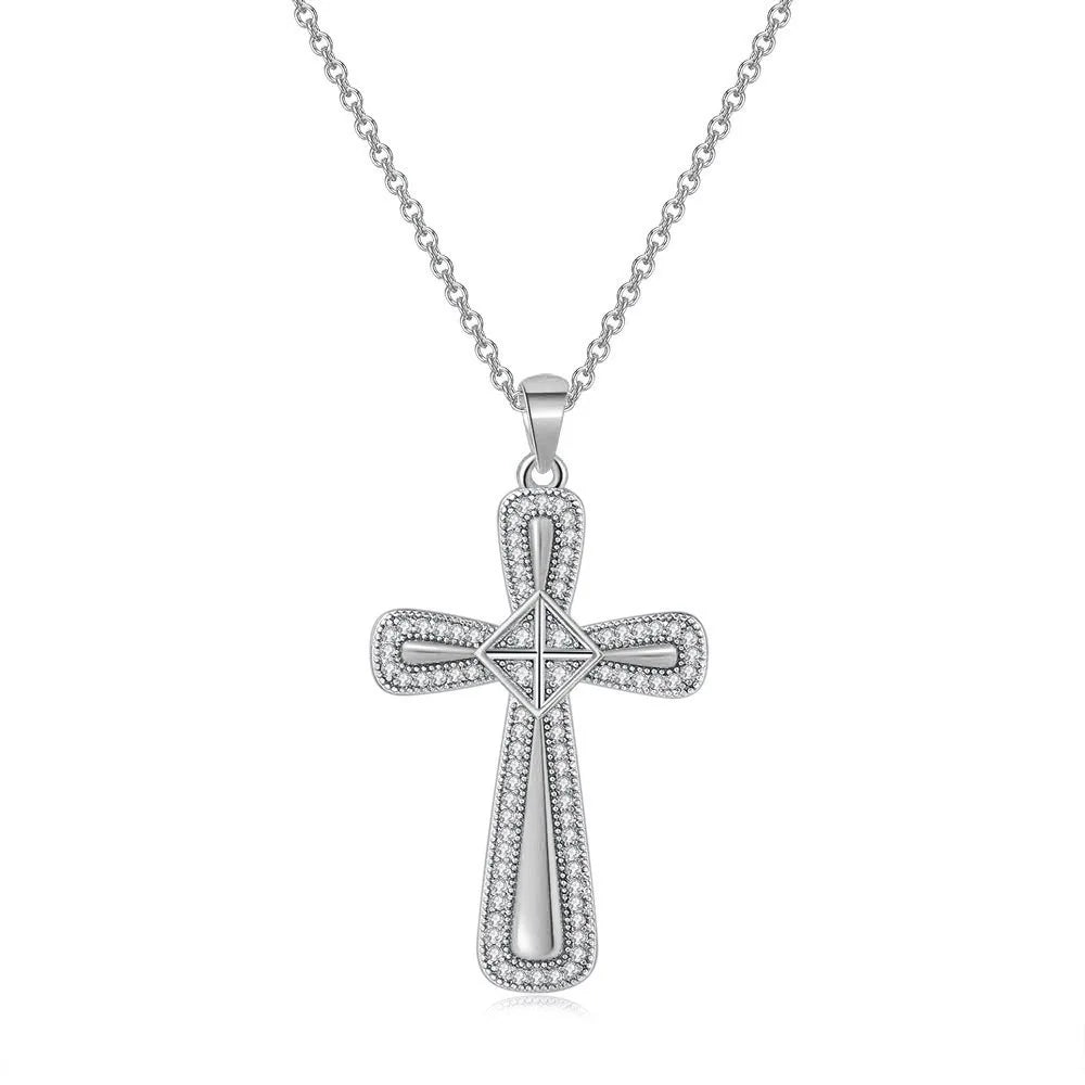 Accessible Sparkle: Zircon Pave Cross Pendant Necklace