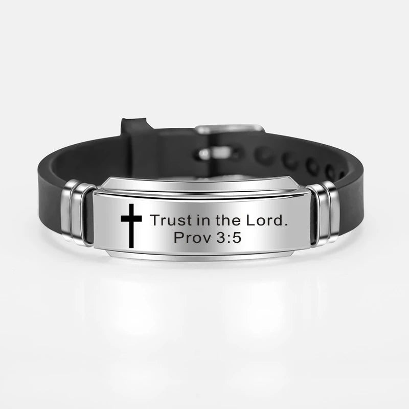 Enduring Word: Scripture Quote Bracelet – Stainless Steel & Silicone