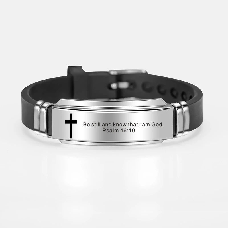 Enduring Word: Scripture Quote Bracelet – Stainless Steel & Silicone