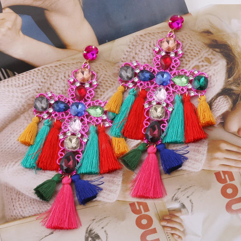 Festival Ready: Bohemia Cross Dangle Earring Range with Long Tassels