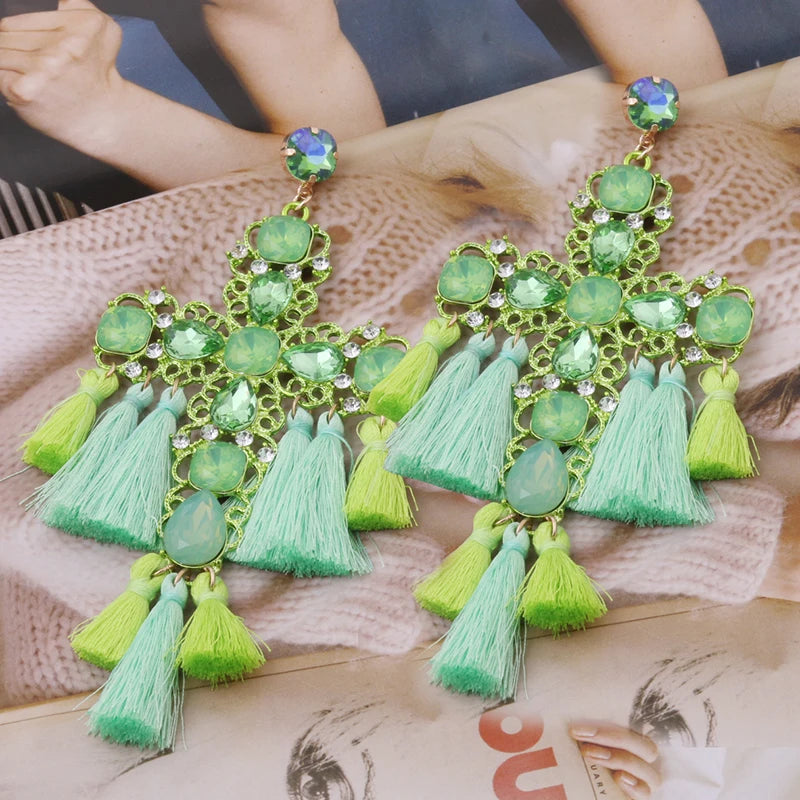 Festival Ready: Bohemia Cross Dangle Earring Range with Long Tassels