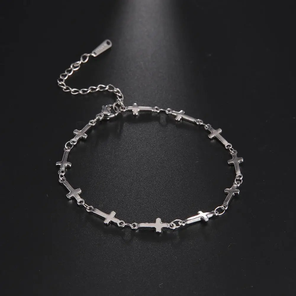 Skyrim Fashion: Minimalist Cross Link Bracelet – Stainless Steel Adjustable