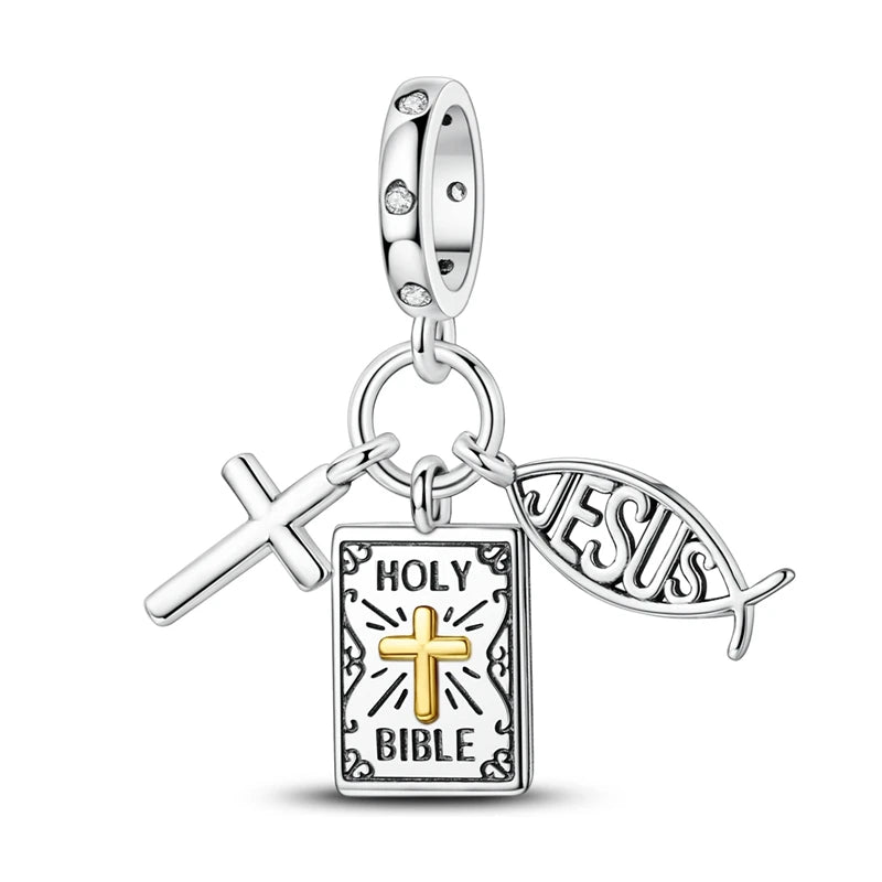 Celestial Blessings: Sterling Silver Angel & Cross Charm Pendants Range